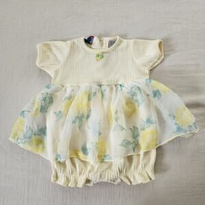 Vintage Yellow Floral Romper 3-6 months *flaw
